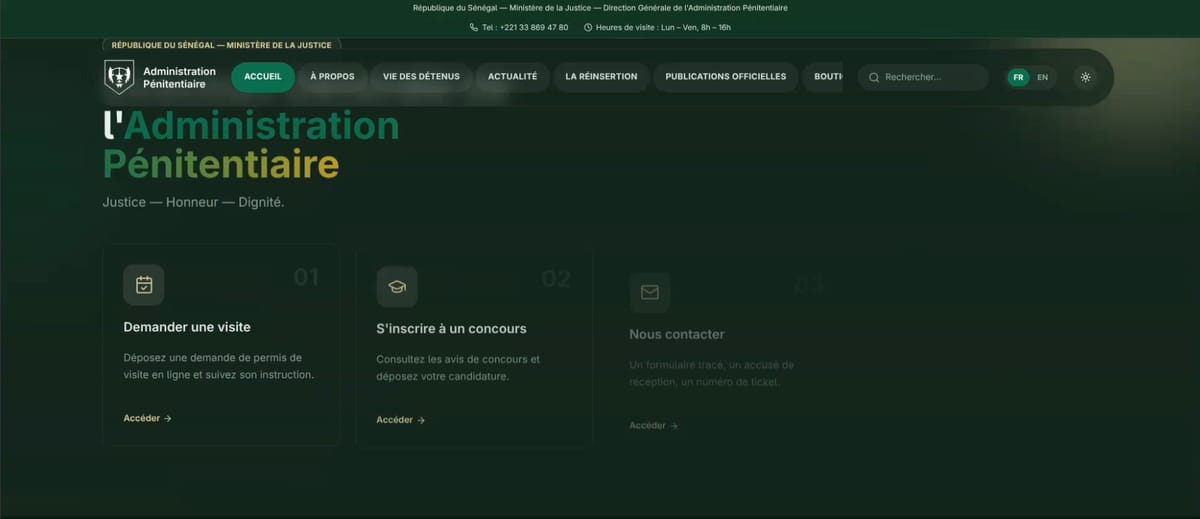 Screenshot of the DGAP Senegal — portal and IS foundation website