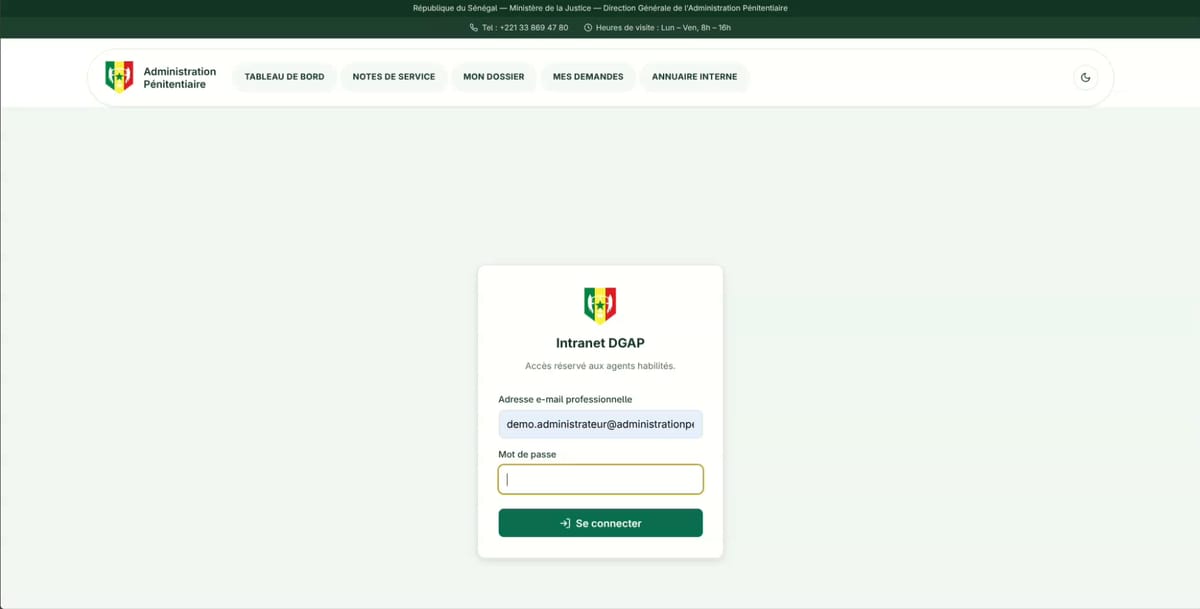 Screenshot of the DGAP Senegal — portal and IS foundation website