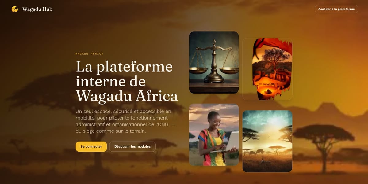 Screenshot of the Wagadu Hub — the NGO's internal portal website