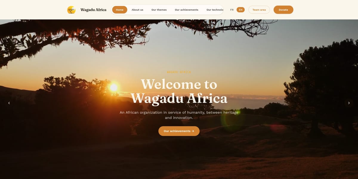 Screenshot of the Wagadu Africa NGO website website